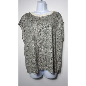 Loft Basic Tee Shirt Top Large Cheetah Leopard Print Short Sleeve Modal READ